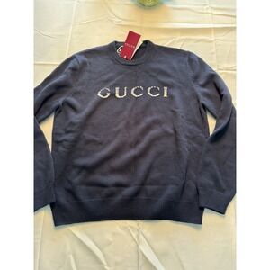 NWT Gucci Logo intarsia wool sweater 3XL 100% Wool $1250 Retail Shirt, Long Slee